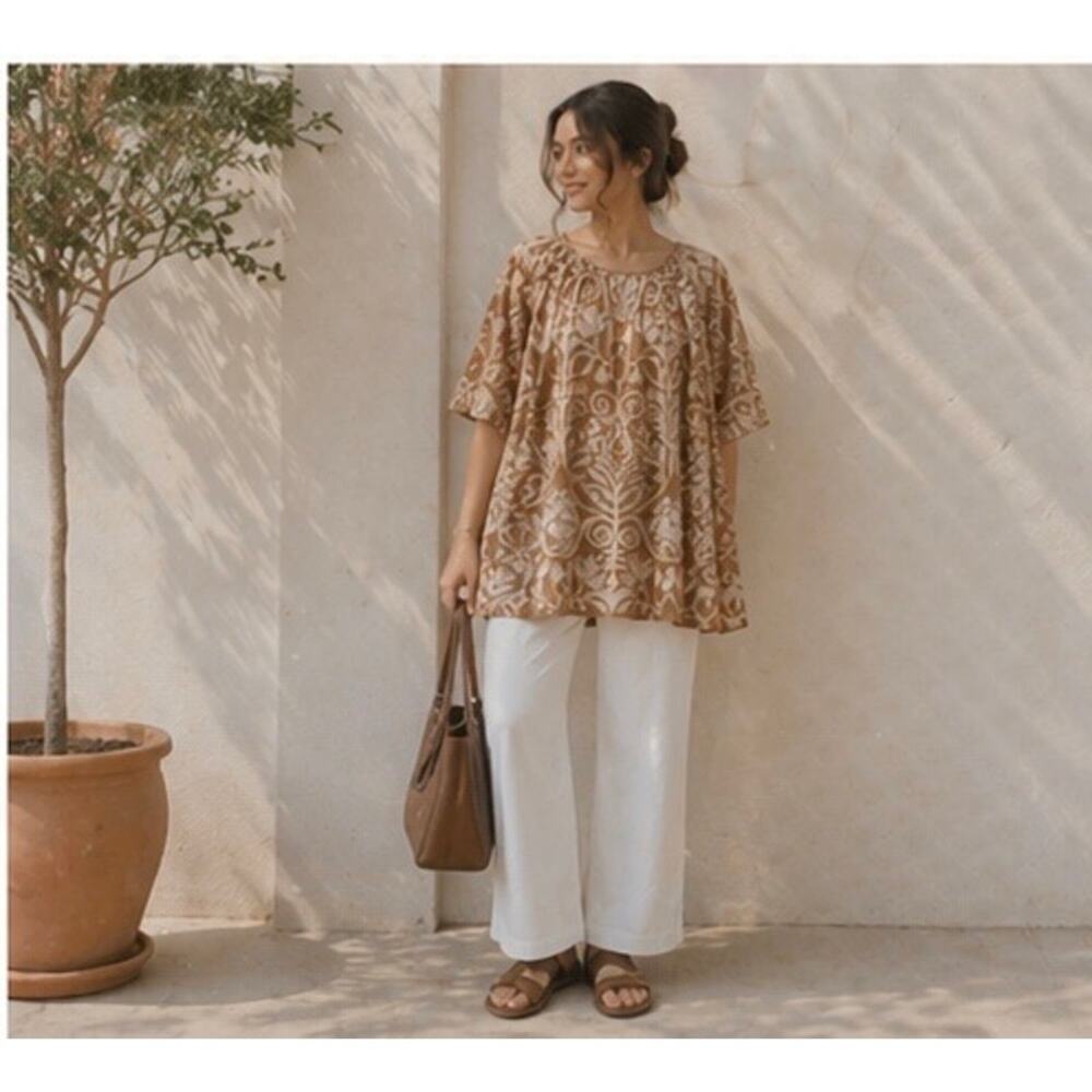 Mes Demoiselles Paris Wool Mohair Jacquard Floral Knit Top Camel Cream S NWT - Picture 4 of 10
